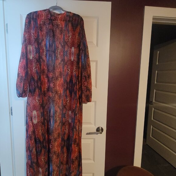 Large Multi-colored Leopard Swimsuit Floor Length Cover-up - Picture 3 of 4